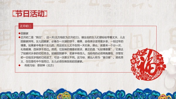典雅中国风春节习俗传统文化PPT课件
