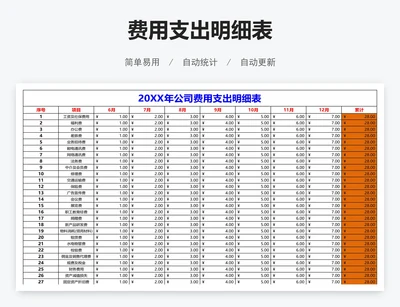 费用支出明细表