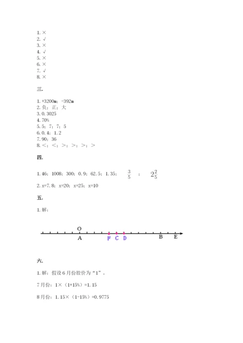 苏教版数学六年级下册试题期末模拟检测卷含答案【考试直接用】.docx