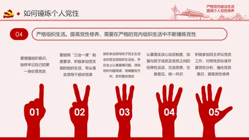 严格党内政治生活提高个人党性修养PPT党课课件