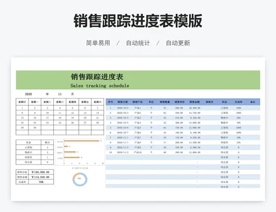 销售跟踪进度表模版