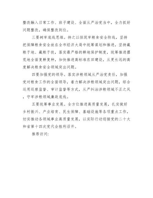 涉粮问题专项巡视巡察反馈意见整改专题民主生活会总结讲话提纲.docx