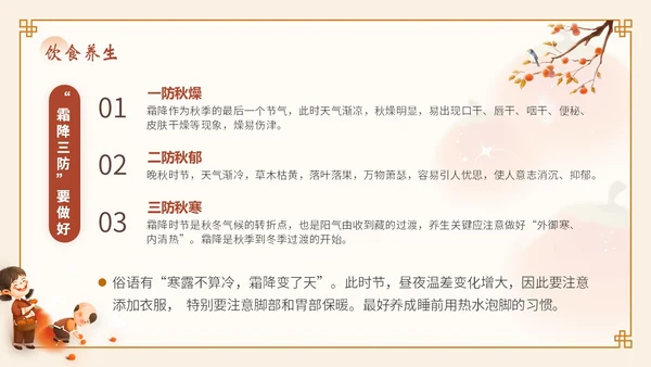 橙色弥散风渐变传统节日24节气霜降知识普及会通用PPT