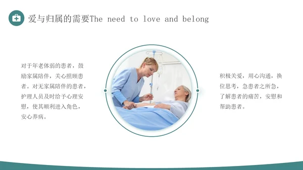 青绿色简约商务人文关怀与优质护理医务人员培训PPT模板