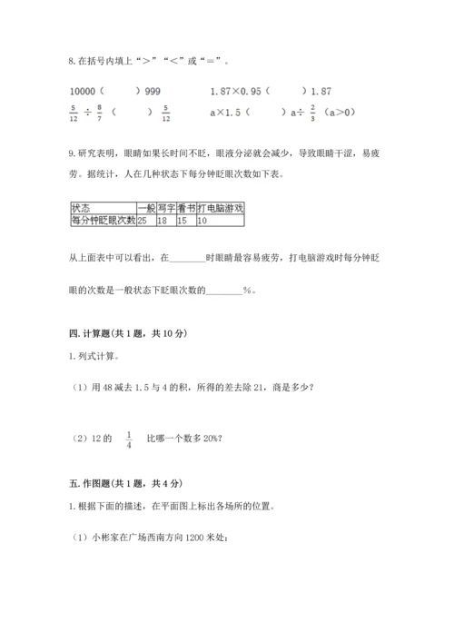 人教版六年级上册数学期末测试卷带答案（典型题）.docx