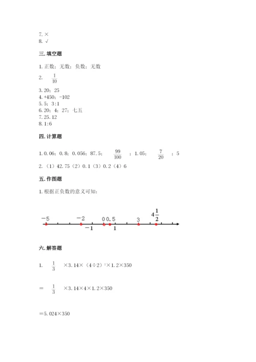 沪教版小学六年级下册数学期末综合素养测试卷完整答案.docx