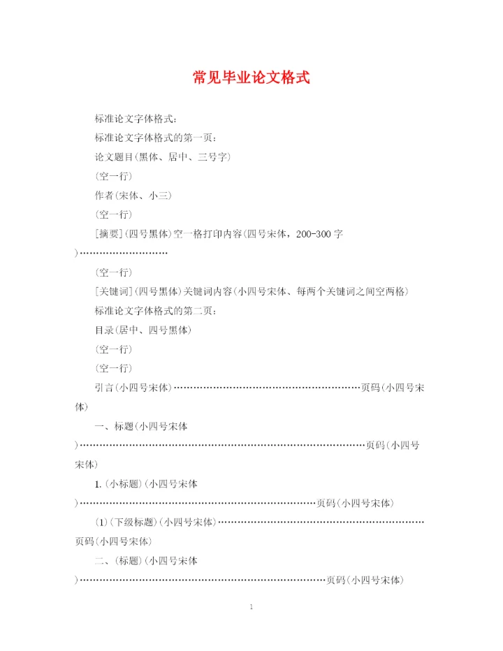 2023年常见毕业论文格式.docx