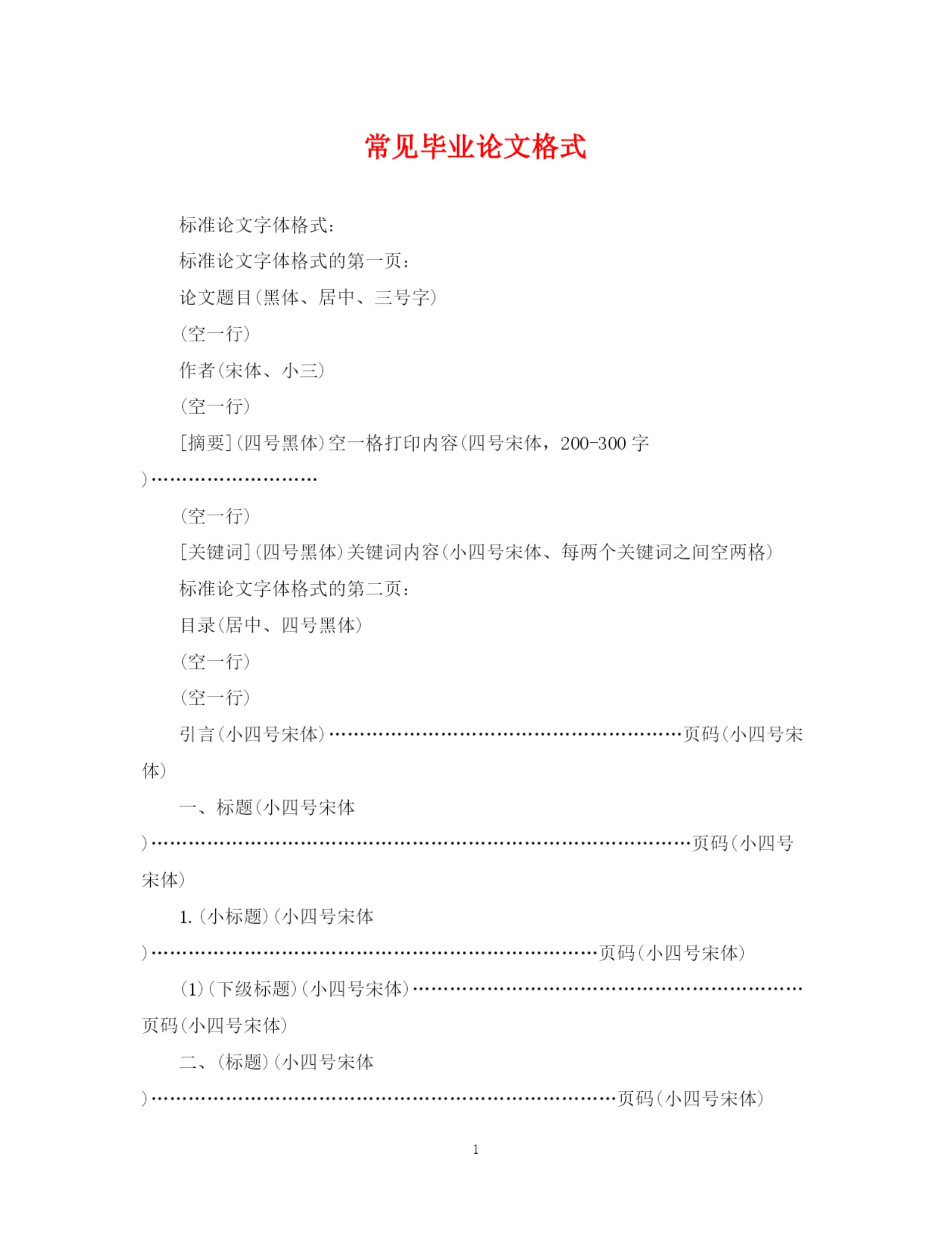 2023年常见毕业论文格式.docx