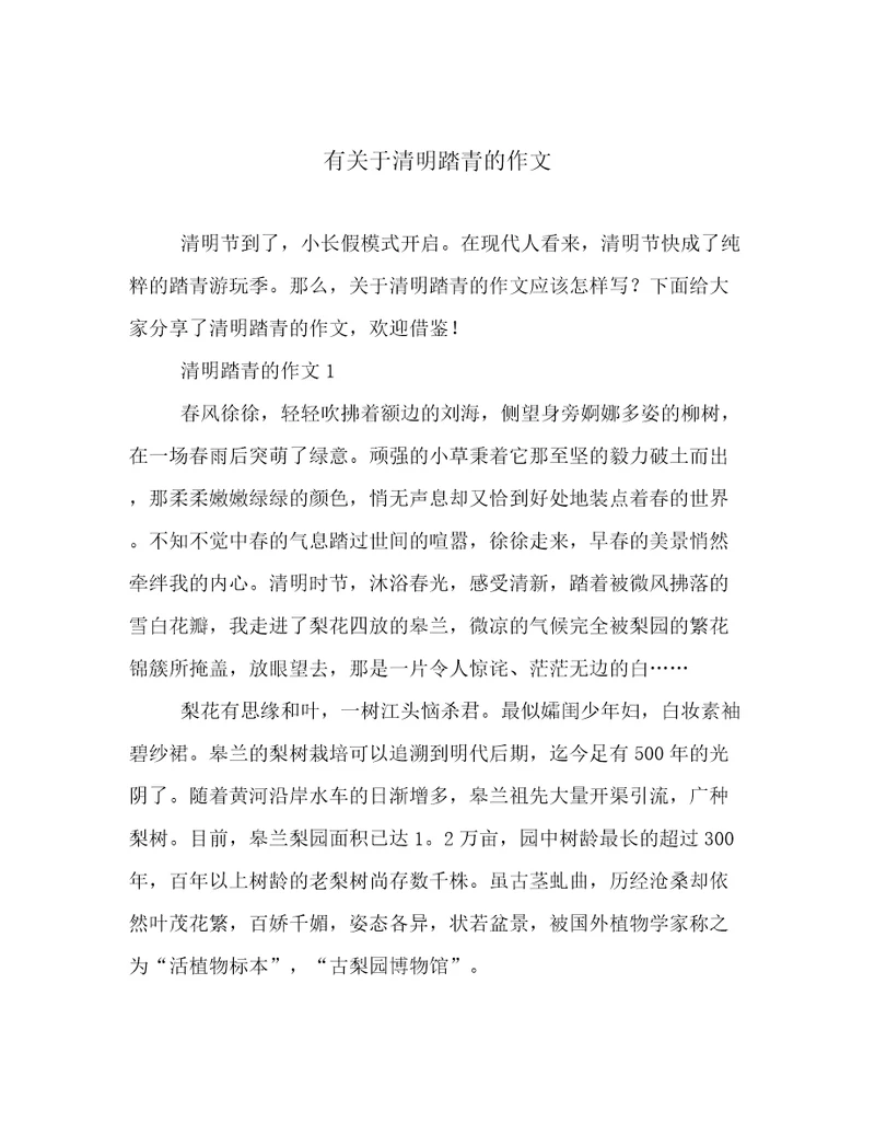 有关于清明踏青的作文