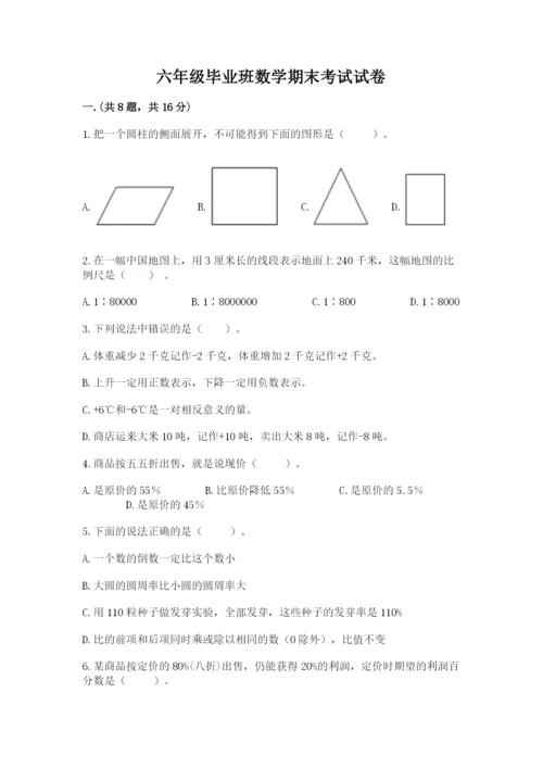 六年级毕业班数学期末考试试卷附答案（预热题）.docx