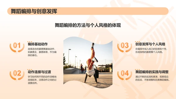 橙色3D风霹雳舞PPT模板