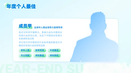 蓝绿轻盈年终总结商务模板