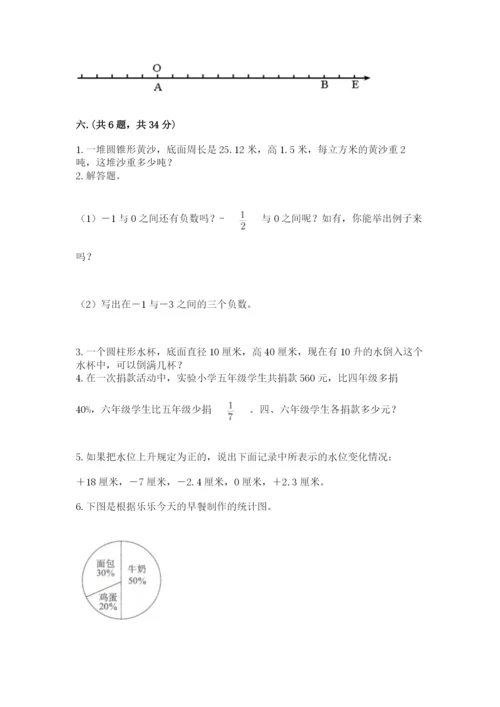 小学六年级下册数学摸底考试题含完整答案（精选题）.docx