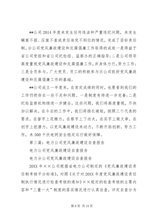 第一篇：电力分公司党风廉政建设自查报告.docx