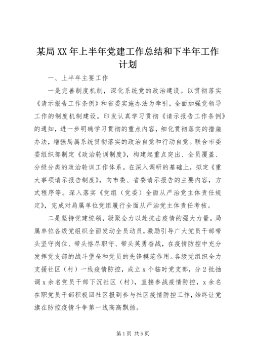 某局XX年上半年党建工作总结和下半年工作计划.docx