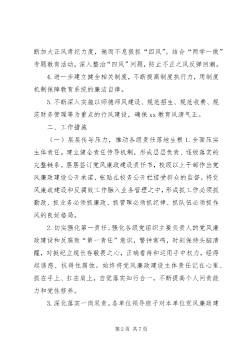 教育局党组XX年党风廉政建设和反腐败工作要点.docx