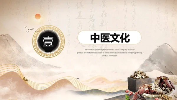 鎏金风中国风中医养生文化中医药材介绍PPT模板