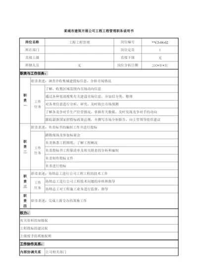 某城市建筑发展公司项目工程管理职务说明书.docx