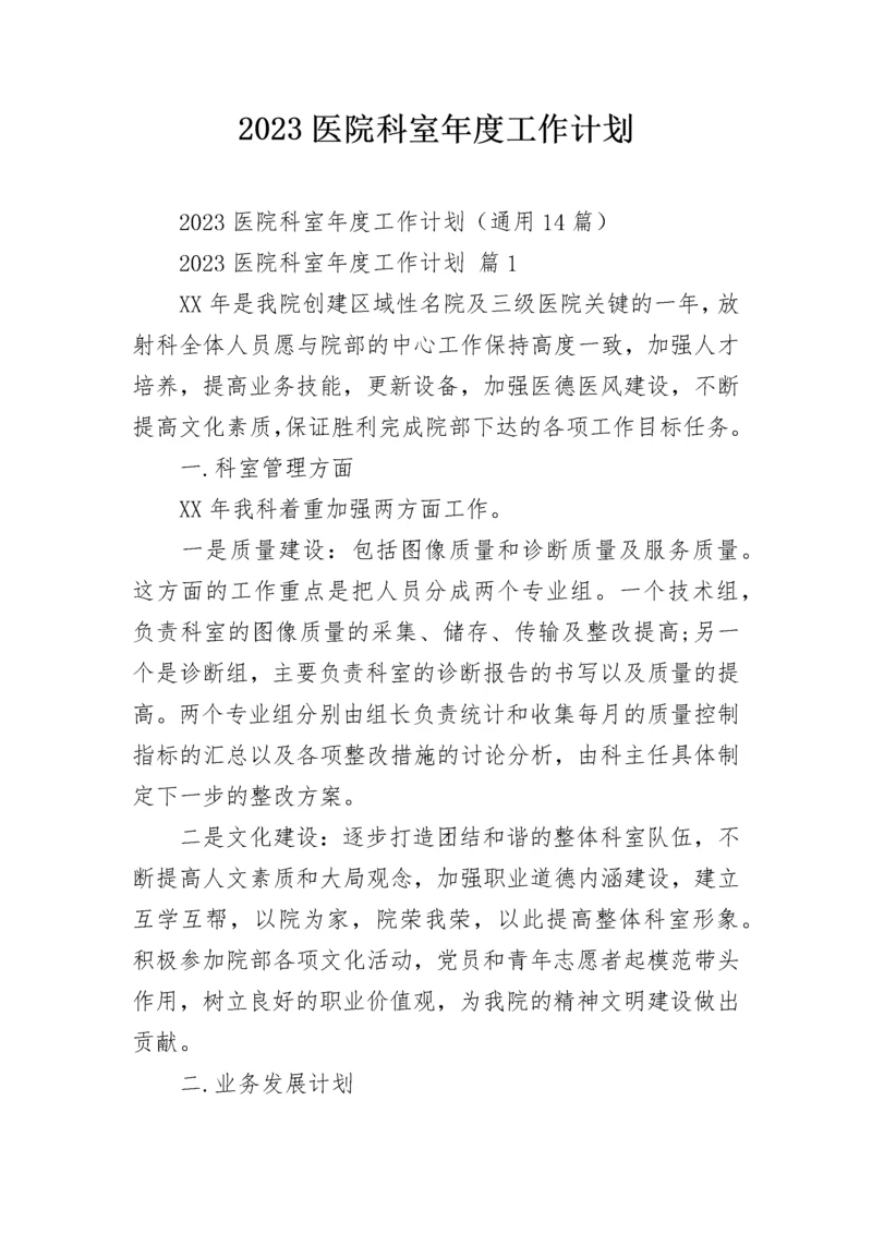 2023医院科室年度工作计划.docx