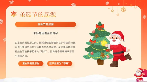 红色卡通可爱圣诞节介绍圣诞节活动平安夜活动策划PPT模板