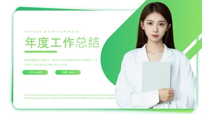 绿色商务风人物工作总结封面页