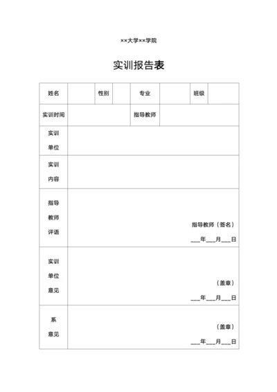 实训报告表
