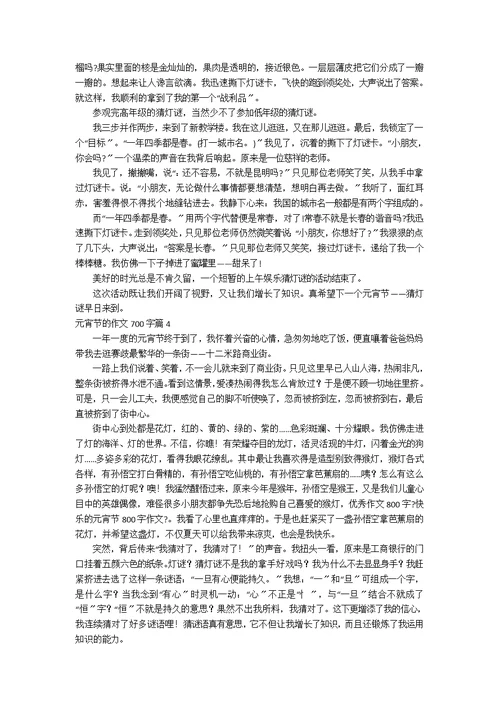 【精选】元宵节的作文700字9篇