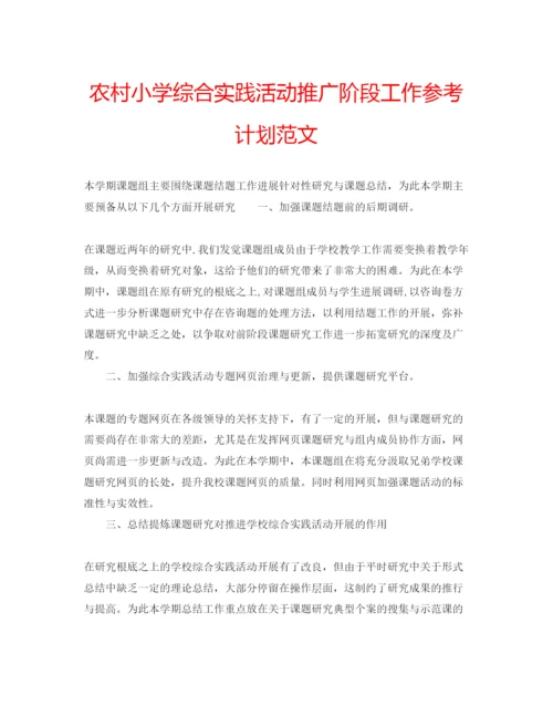 精编农村小学综合实践活动推广阶段工作参考计划范文.docx