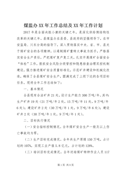 煤监办XX年工作总结及XX年工作计划.docx