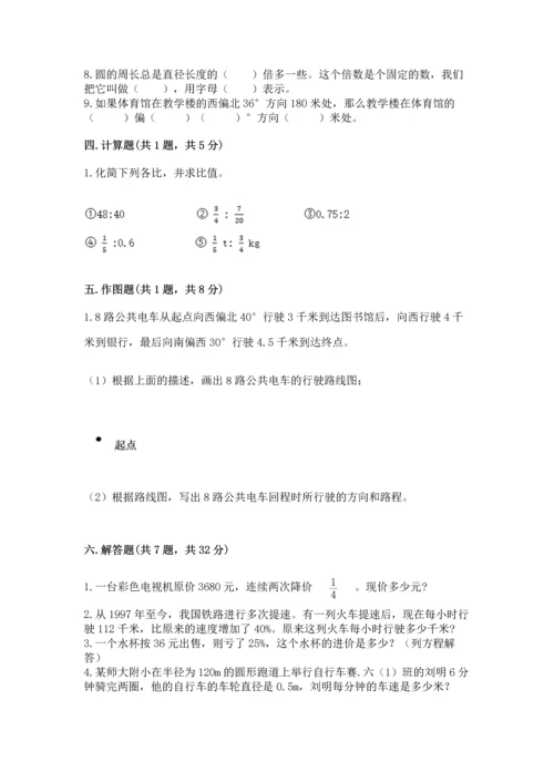 小学六年级上册数学期末测试卷带答案（轻巧夺冠）.docx