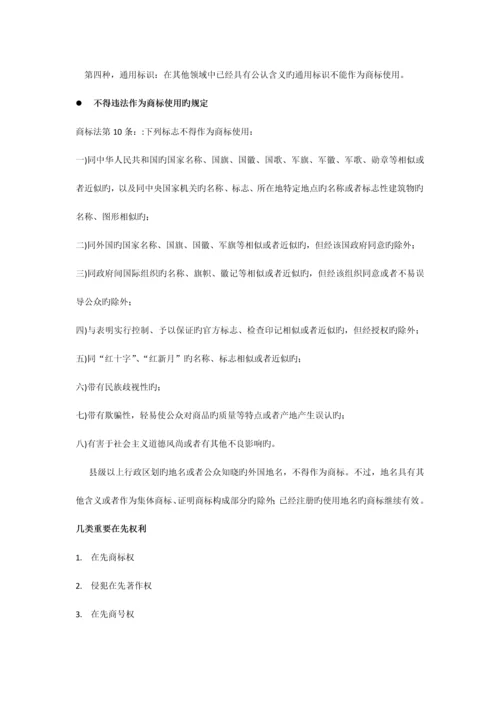 2023年商标法基本知识点及相关习题答案知识产权法.docx