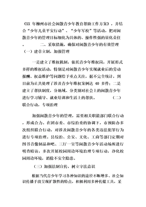 社会闲散青少年管理工作总结