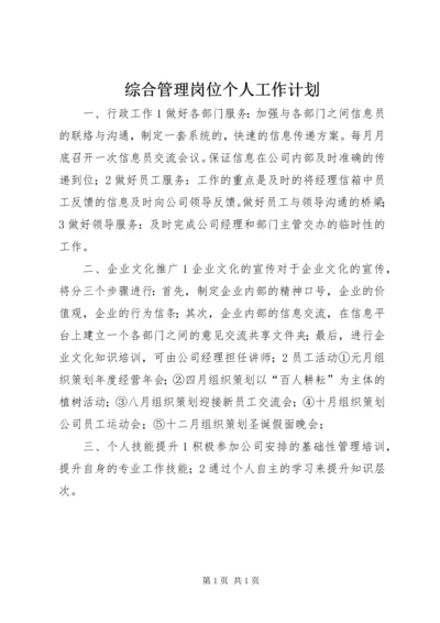 综合管理岗位个人工作计划.docx