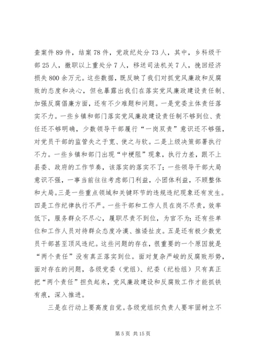 县委书记在党风廉政建设工作推进会上的讲话.docx