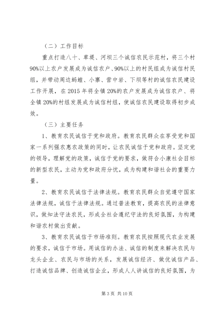 诚信农民建设工作实施方案 (3).docx