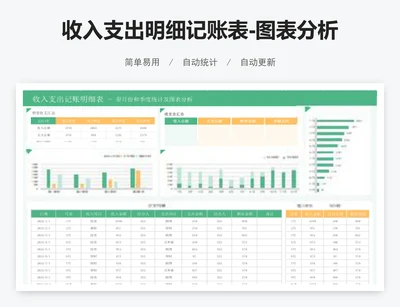 收入支出明细记账表-图表分析