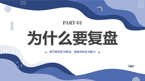 蓝色简约几何图形如何做好复盘工作培训PPT