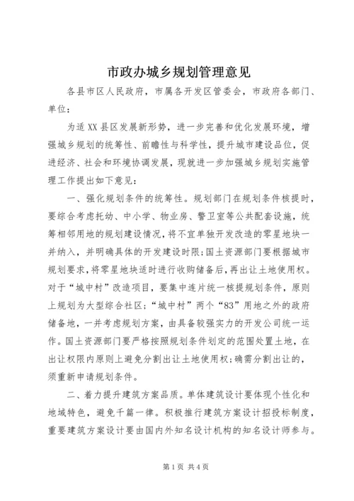 市政办城乡规划管理意见.docx