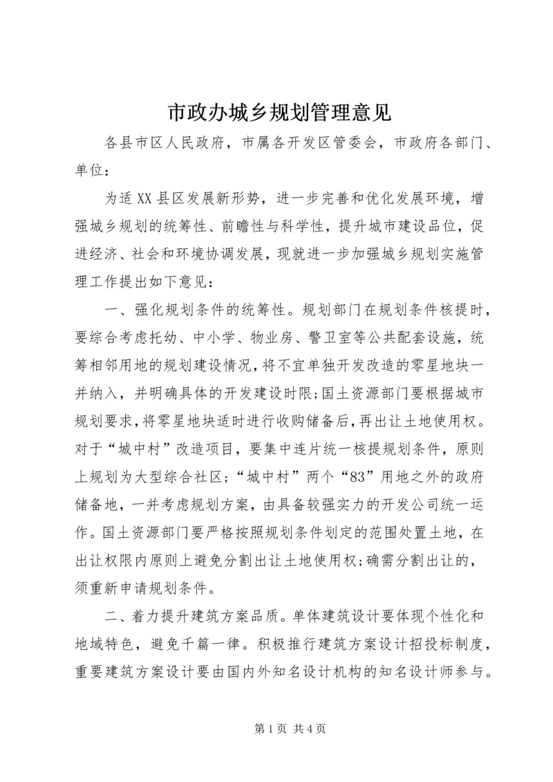 市政办城乡规划管理意见.docx