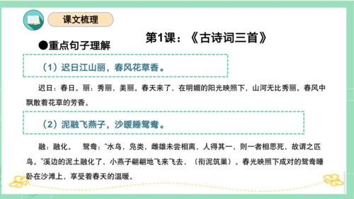 统编版三年级语文下册同步高效课堂系列第一单元（复习课件）