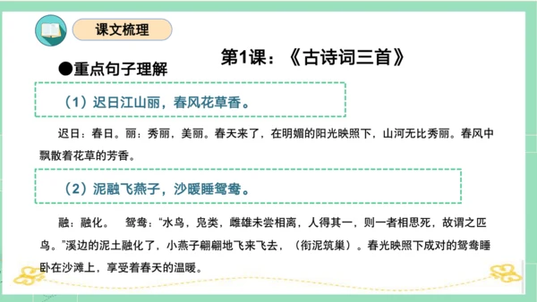 统编版三年级语文下册同步高效课堂系列第一单元（复习课件）