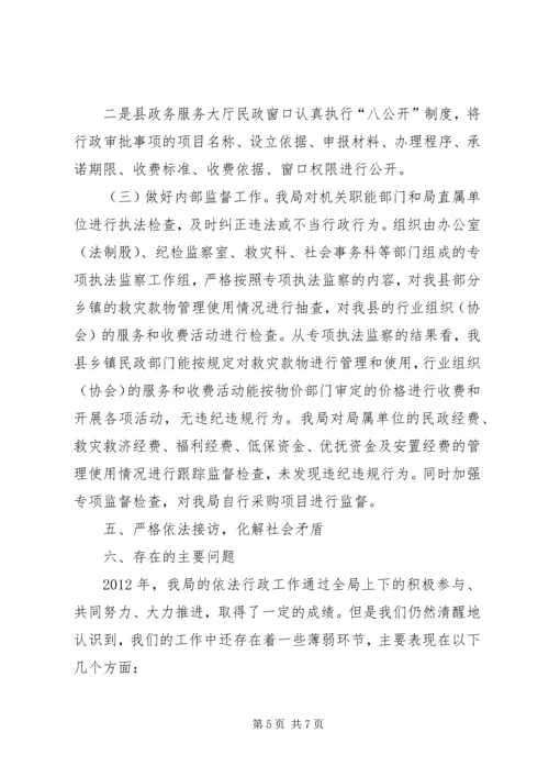 县民政局依法行政工作汇报.docx