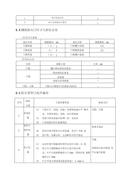 防火门施工专业技术方案