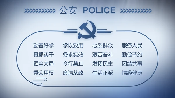 蓝色大气公安警察演讲动态PPT模板