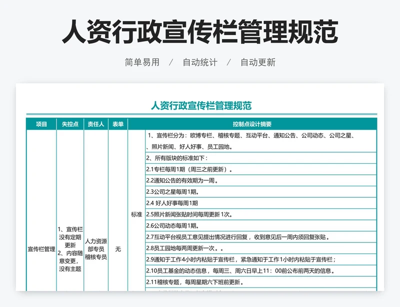 人资行政宣传栏管理规范