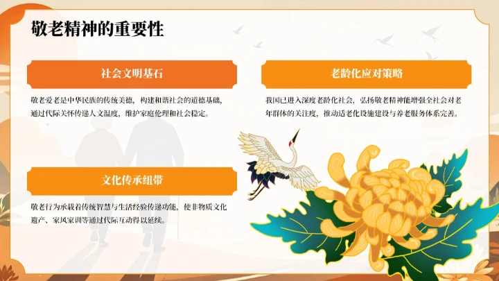 橙色复古风风重阳节敬老活动策划PPT模板