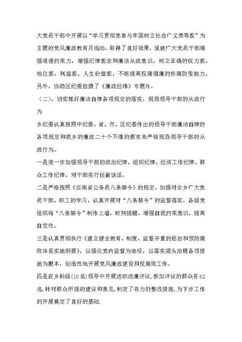 乡纪检监察工作总结