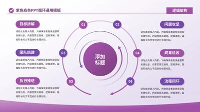 紫色商务风6项循环PPT单页