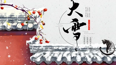 中国风大雪红墙二十四节气通用PPT模板