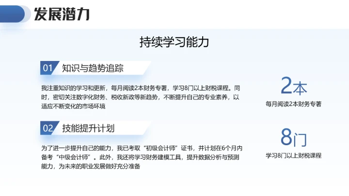 蓝色通用版大学生求职个人综合展示职业生涯规划（财务方向）